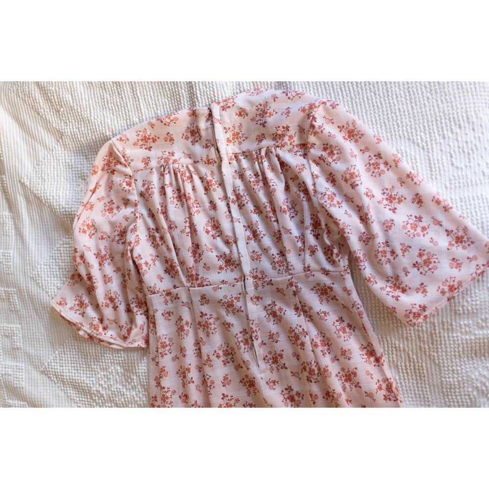 Vintage 70s Maxi Barkcloth Dress Handmade Retro Mod SMALL FLAW - Picture 9 of 10